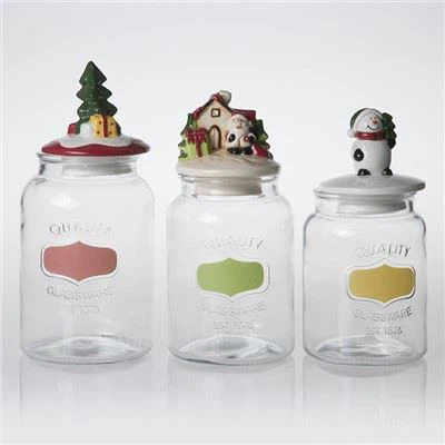 Dóza na uskladnenie potravín Vianočné keramické viečko