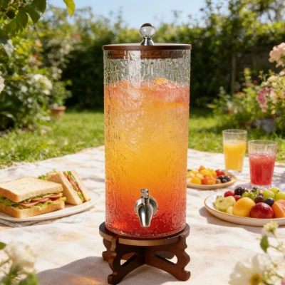 Cylindrical Tree-Textured Glass Dispenser