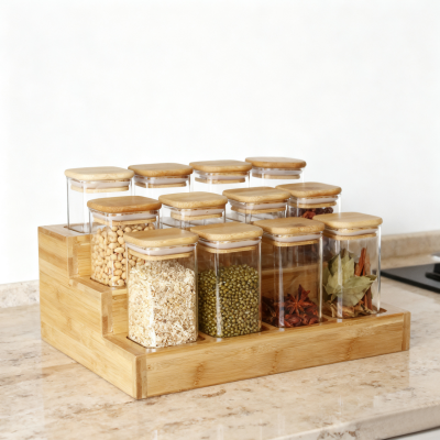 12-dielna súprava štvorcových sklenených nádob